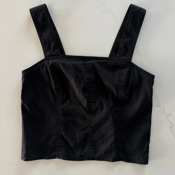 Vince Linen Crop Tank Top in Black size 0 - Picture 2 of 6